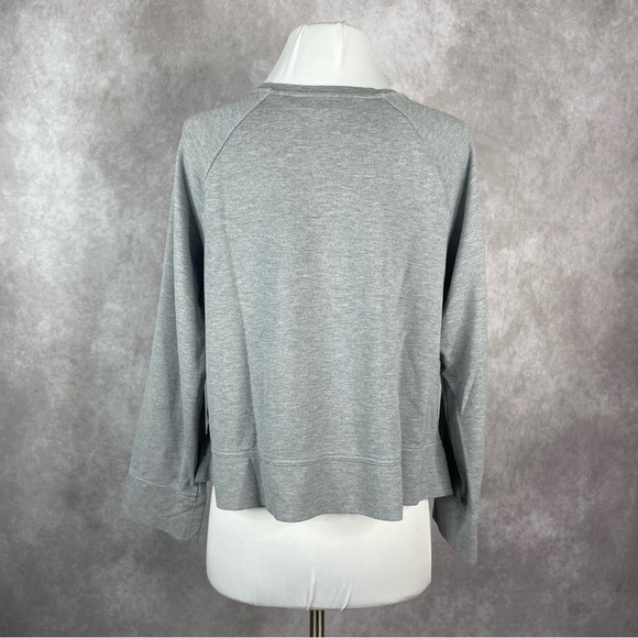 Theory Gray Ranzini Melange Knit Crew Neck Boxy Long Sleeve Sweatshirt Size M - Picture 5 of 7